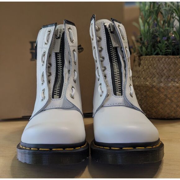 Dr. Martens 1460 Women's Twin Zip White Sendal Leather Combat Boots UK 8 NIB - Picture 7 of 15